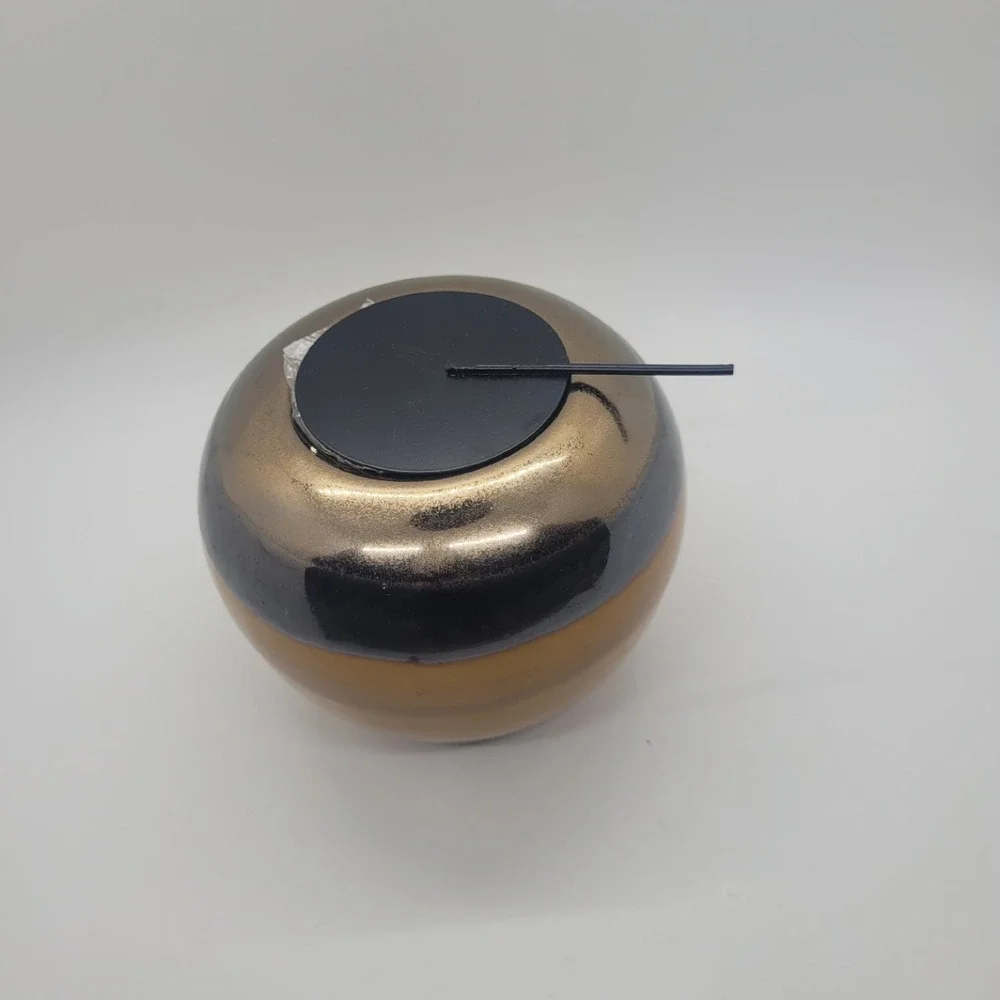 BirdBrain Firepot Hand Glazed Ceramic Outdoor Gel Fuel Fire Pot Brown Metallic